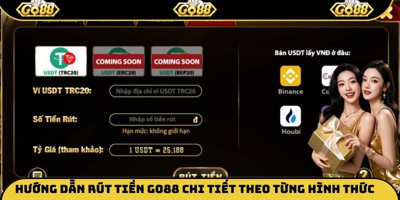 Hướng dẫn rút tiền Go88 chi tiết theo từng hình thức